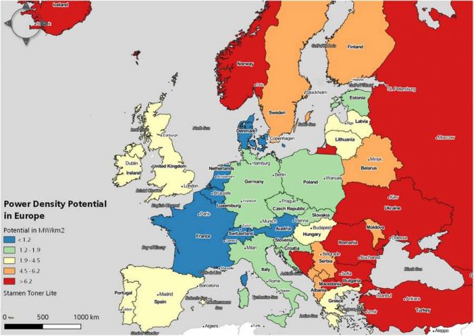 52,5 TW di potenziale eolico onshore in Europa