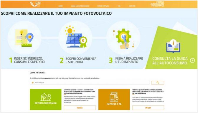 Fotovoltaico: operativo il portale sull’autoconsumo a cura del GSE