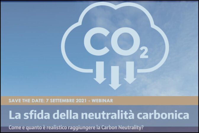 La sfida della neutralità carbonica, webinar, 7 settembre 2021