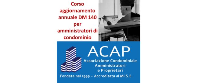 Corso DM 140 aggiornamento obbligatorio 2022 per amministratori di condominio